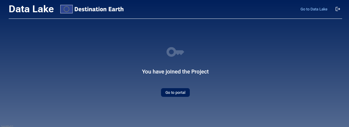 Confirmation screen after joining project