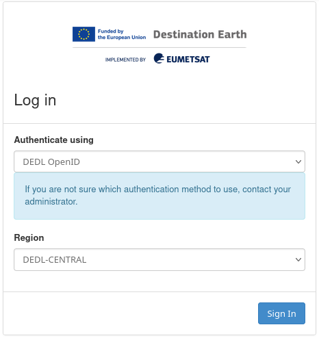 DEDL CENTRAL sign-in page