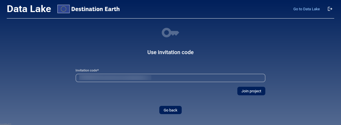 Entering invitation code
