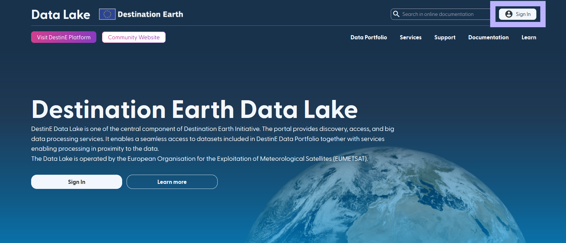Sign In to My DataLake Services