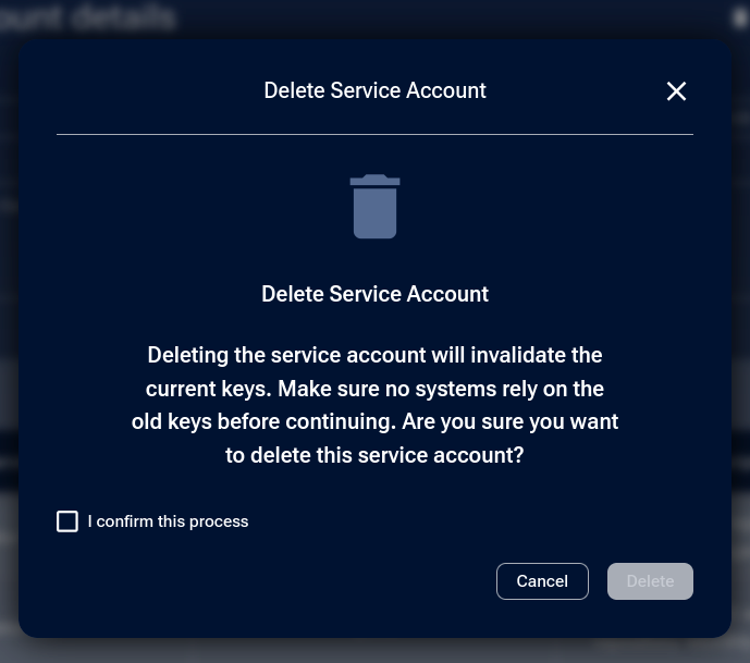 API Keys section after deletion