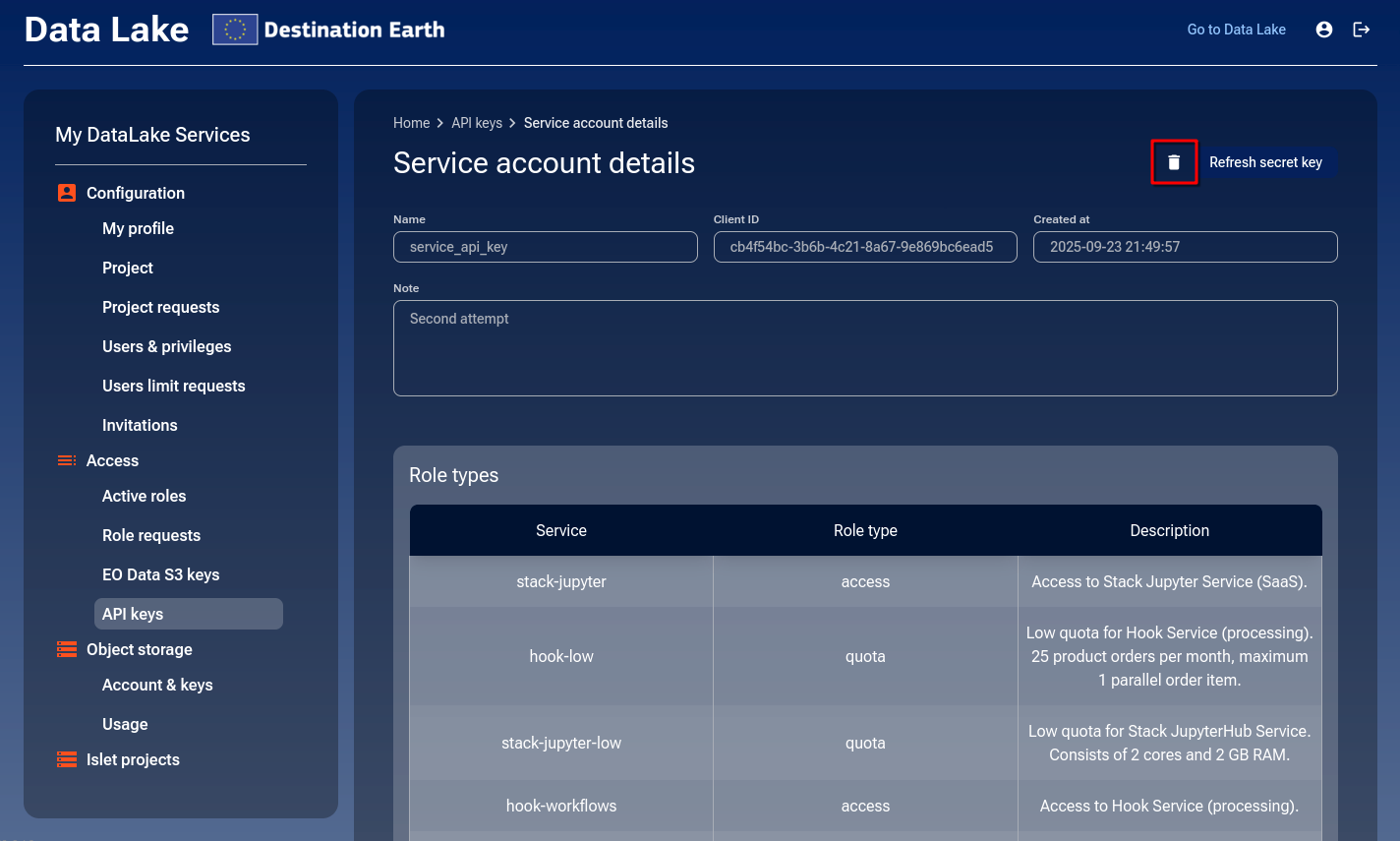 Delete confirmation modal
