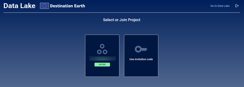 Select or join project screen